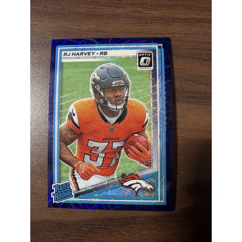 2025 Donruss Optic Rj Harvey Blue Scope Rated Rookie Broncos